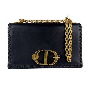 CHRISTIAN DIOR Black Leather Shoulder Bag